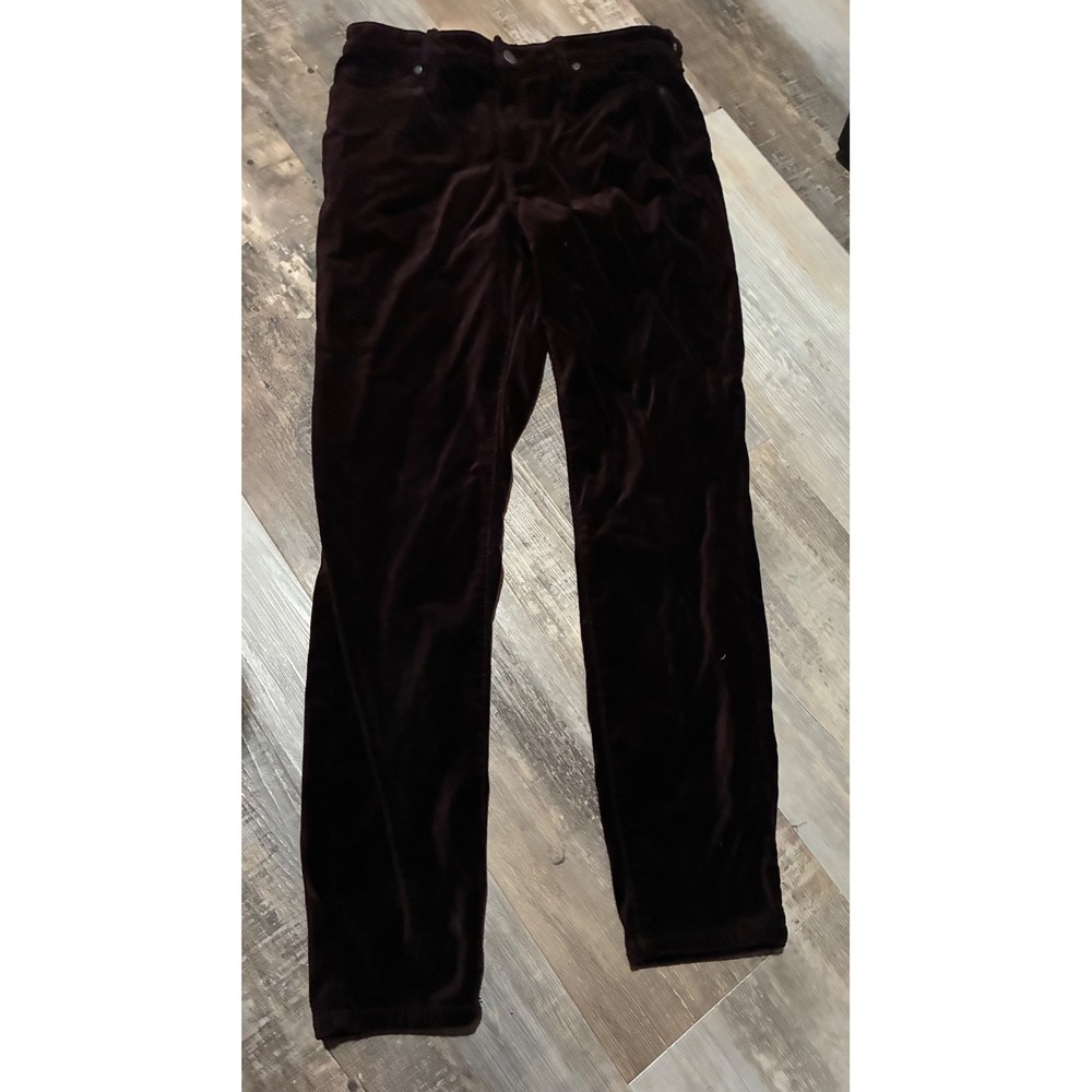 Well Worn Womens Burgundy Velvet Straight Leg Pants Size 6/28 Deep Plum Red